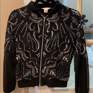 Miss Selfridge Sequin Bomber Jacket SIZE 4